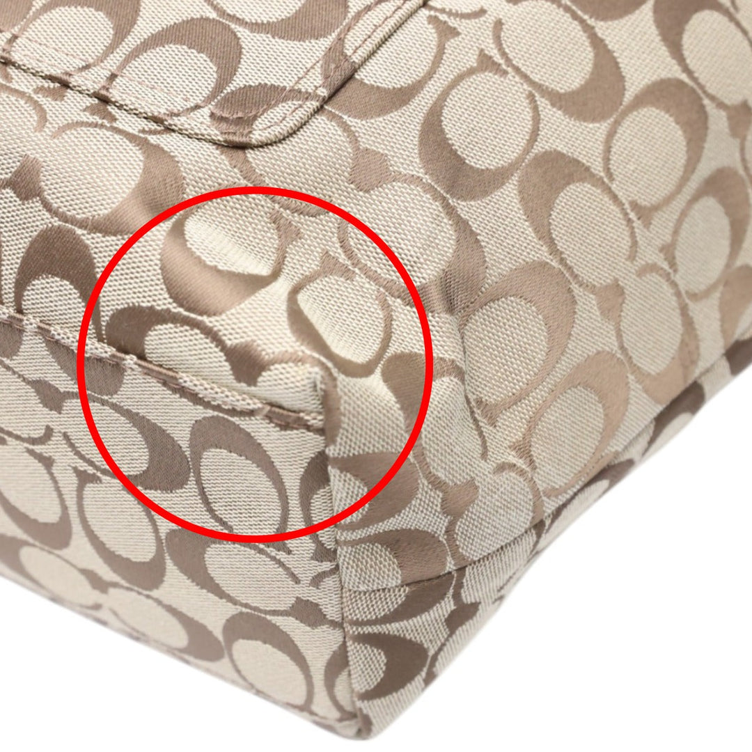 COACH Tote Bag F16276 canvas Khaki x Gold Shoulder back Applique