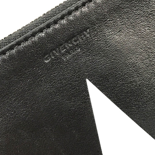 GIVENCHY Clutch bag leather Black x white business bag Star design mens Used Authentic