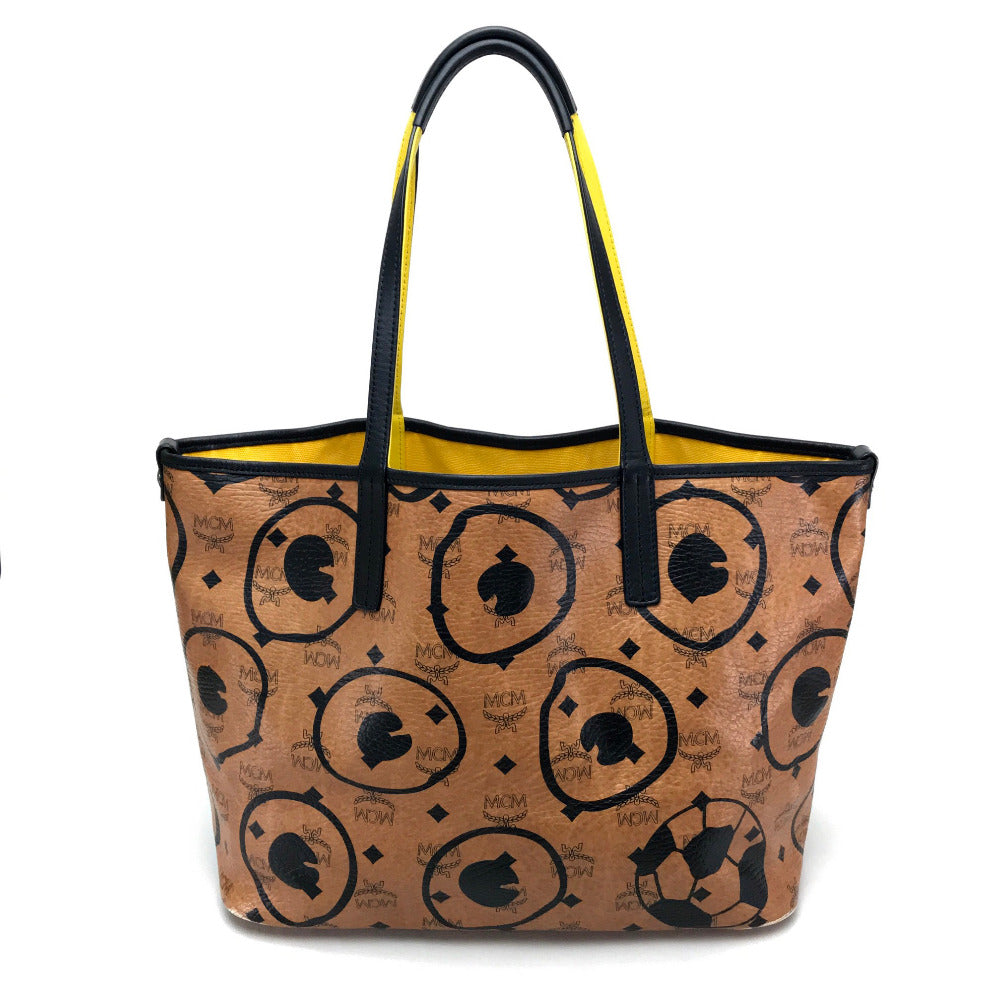 MCM Shoulder Bag leather Brown Logogram Munich Cute Monsters Women Used Authentic