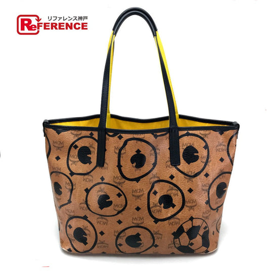 MCM Shoulder Bag leather Brown Logogram Munich Cute Monsters Women Used Authentic