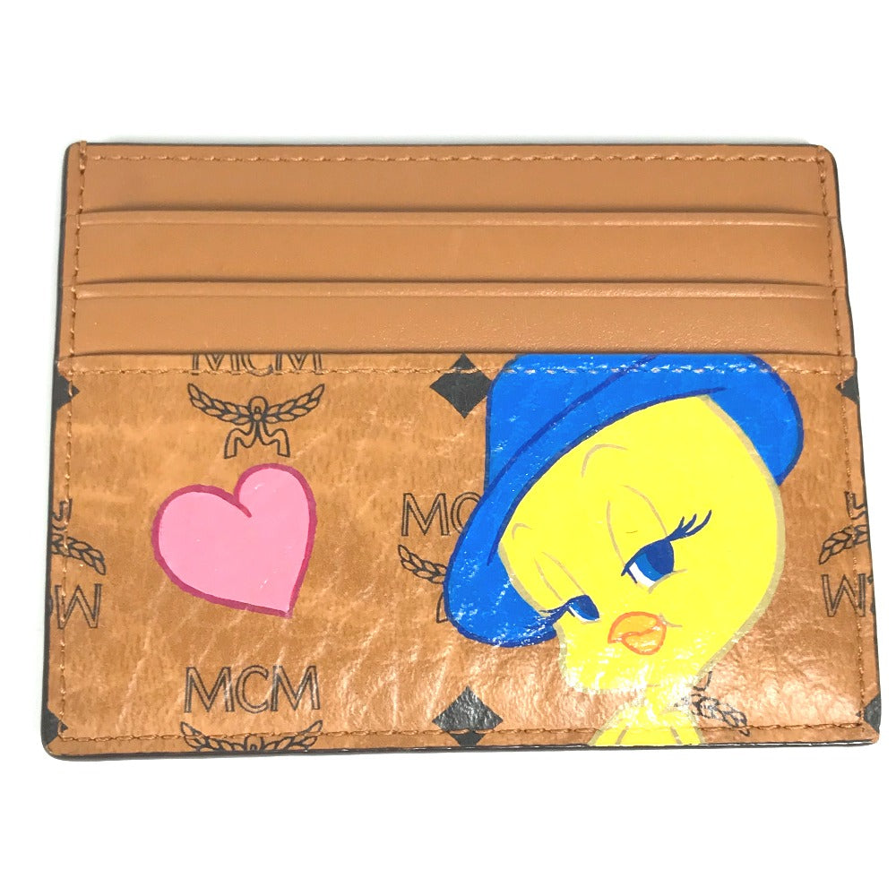 MCM Card Case leather Brown Business Card Holder Pass Case Looney Tunes collaboration