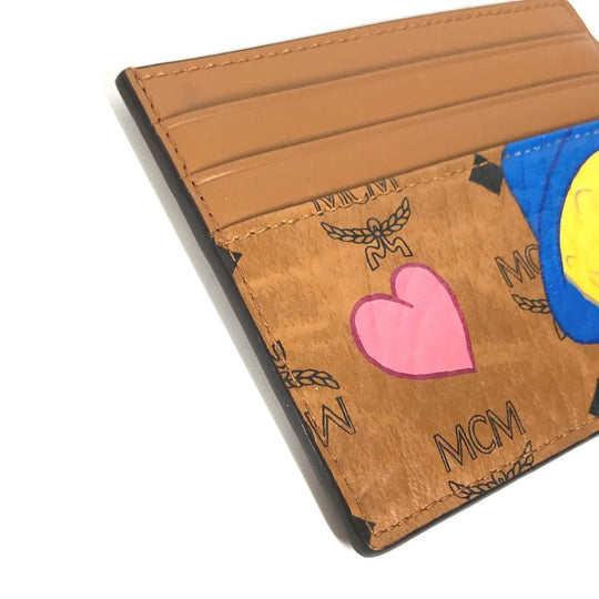 MCM Card Case leather Brown Business Card Holder Pass Case Looney Tunes collaboration