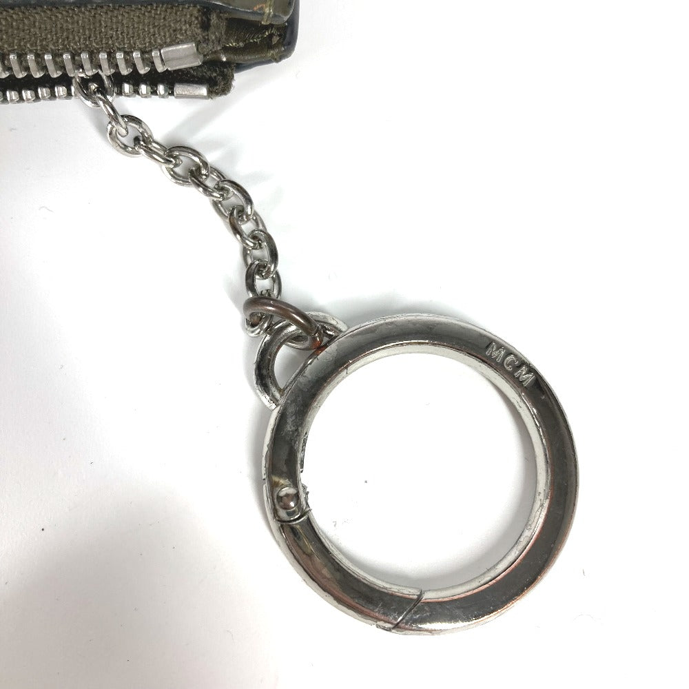 MCM Coin case leather khaki With key ring logo mens Used Authentic