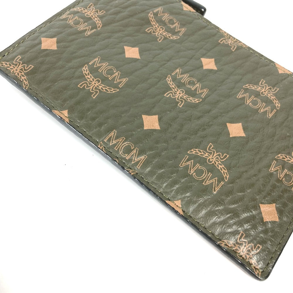 MCM Coin case leather khaki With key ring logo mens Used Authentic