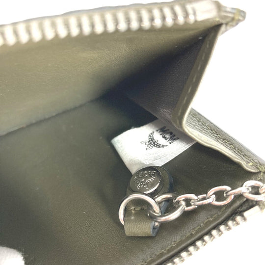 MCM Coin case leather khaki With key ring logo mens Used Authentic