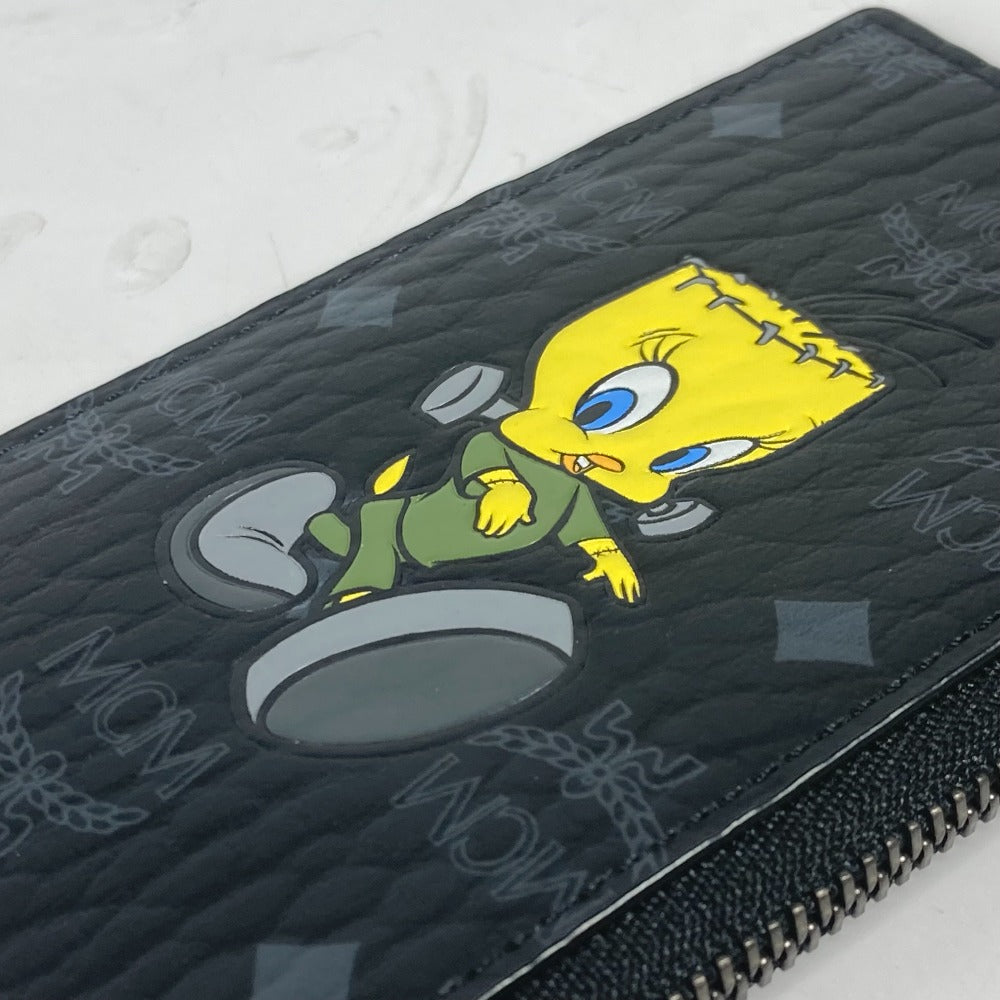 MCM Coin case leather black Looney Tunes collaboration Visetos Tweety Women Used Authentic