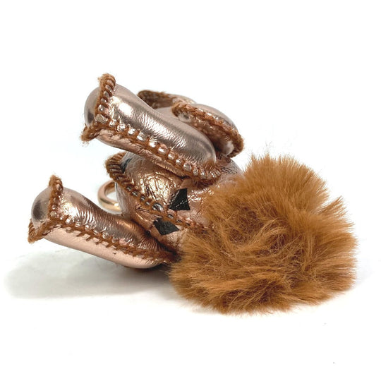 MCM key ring leather Metallic pink Vesetos rabbit metallic leather fur Women Used Authentic