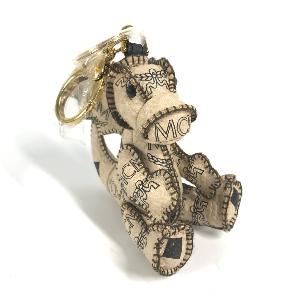 MCM key ring leather beige Visetos Dragon Women Used Authentic