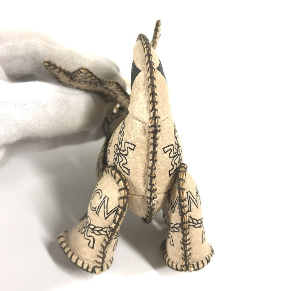 MCM key ring leather beige Visetos Dragon Women Used Authentic