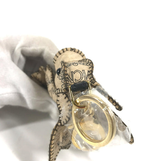 MCM key ring leather beige Visetos Dragon Women Used Authentic