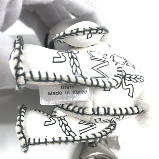 MCM key ring leather white Visetos logo Rabbit rabbit Women Used Authentic