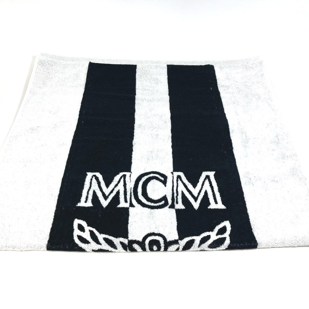MCM towel cotton black By color logo beach towel unisex(Unisex) Used Authentic