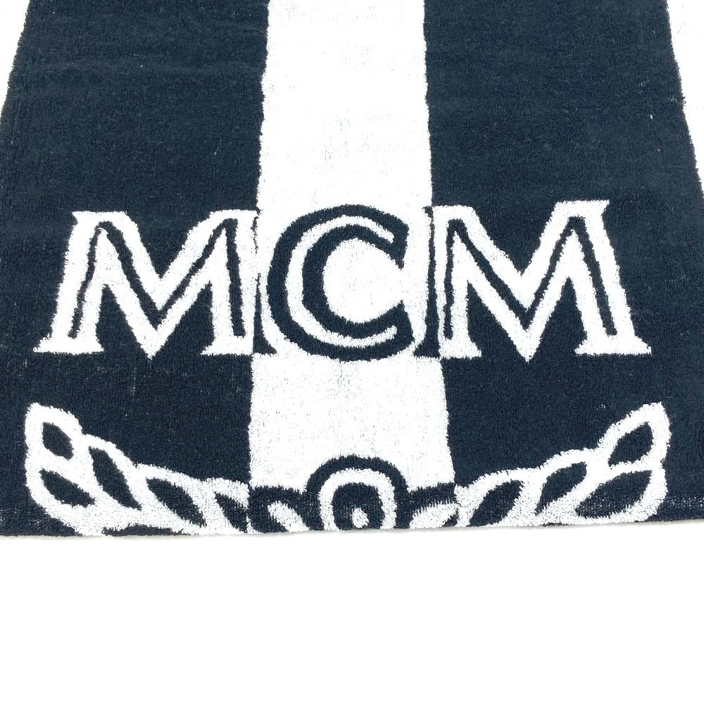 MCM towel cotton black By color logo beach towel unisex(Unisex) Used Authentic