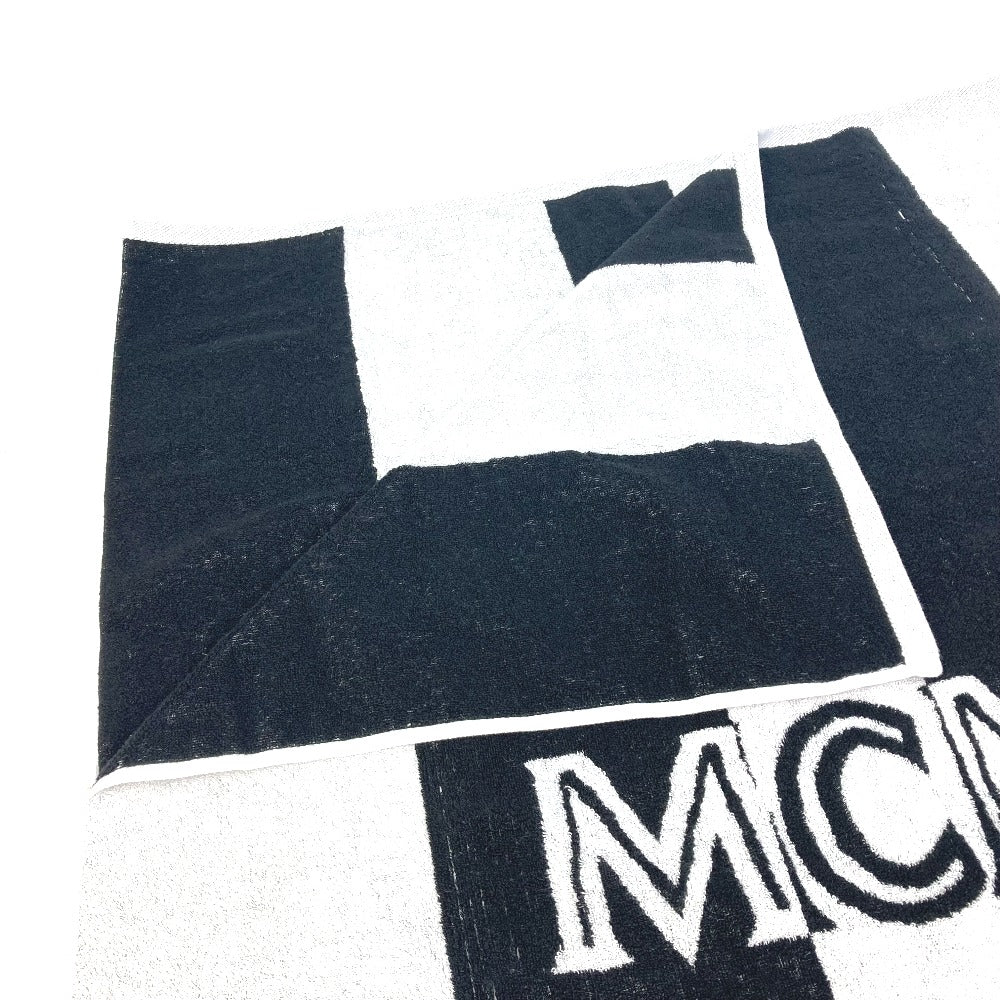 MCM towel cotton black By color logo beach towel unisex(Unisex) Used Authentic