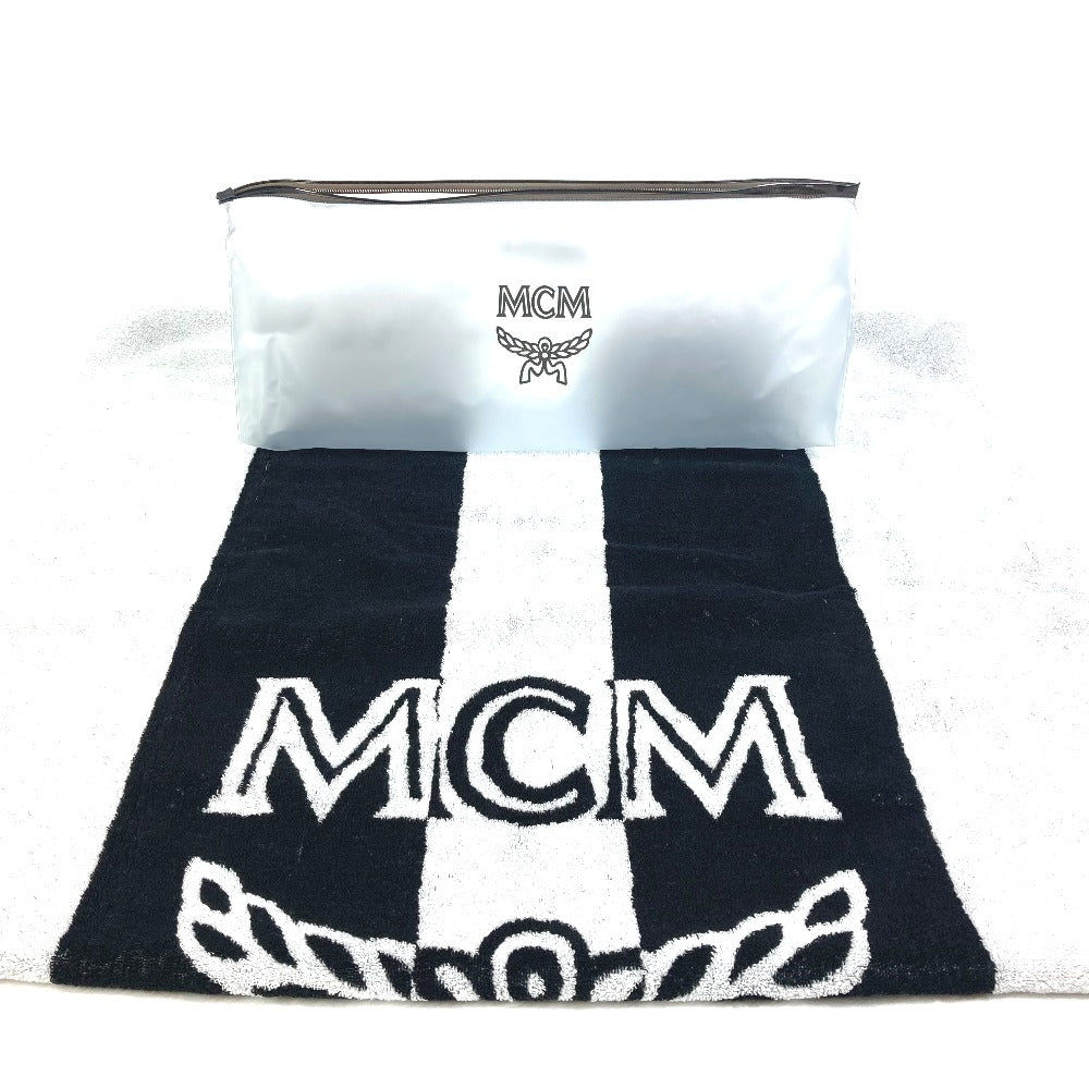 MCM towel cotton black By color logo beach towel unisex(Unisex) Used Authentic