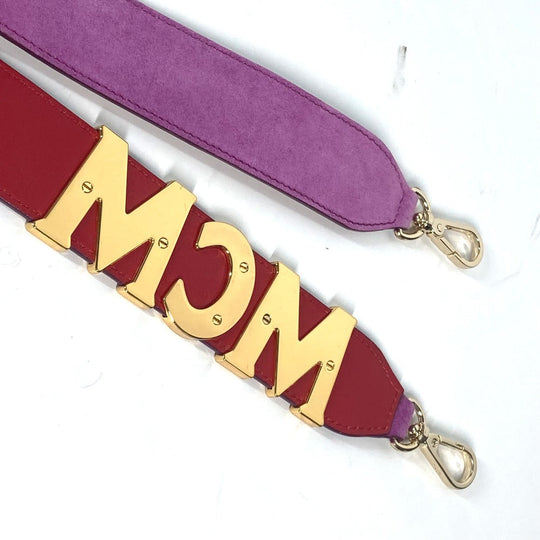 MCM Shoulder strap Leather / suede purple logo metal plate Women Used Authentic