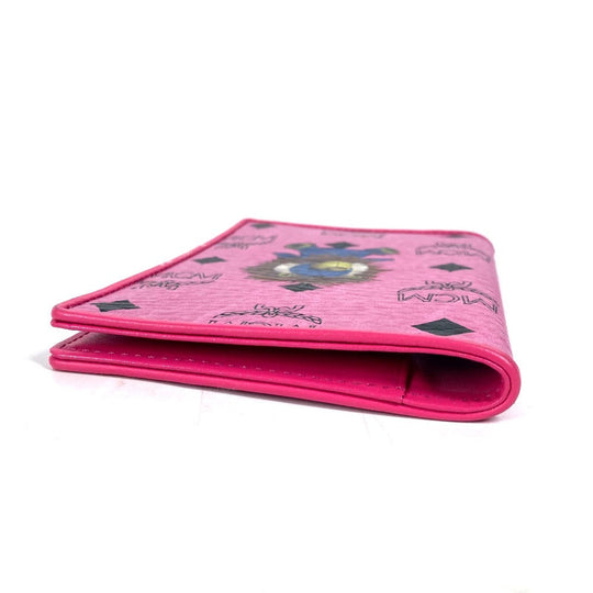 MCM passport case leather pink Vicetos Lion logo Women Used Authentic