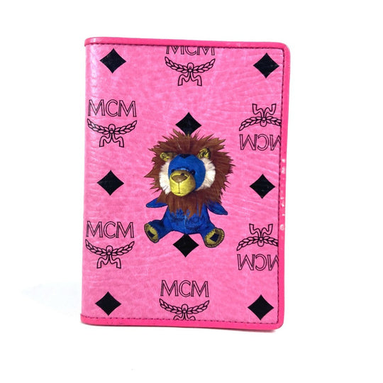 MCM passport case leather pink Vicetos Lion logo Women Used Authentic