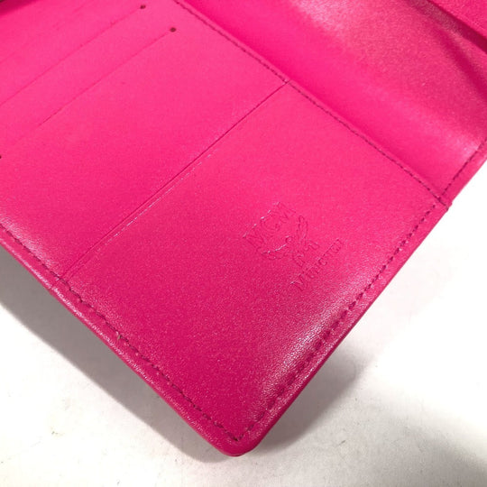 MCM passport case leather pink Vicetos Lion logo Women Used Authentic
