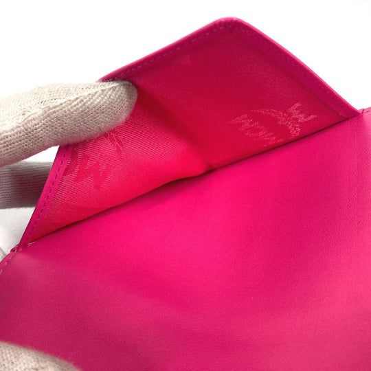 MCM passport case leather pink Vicetos Lion logo Women Used Authentic