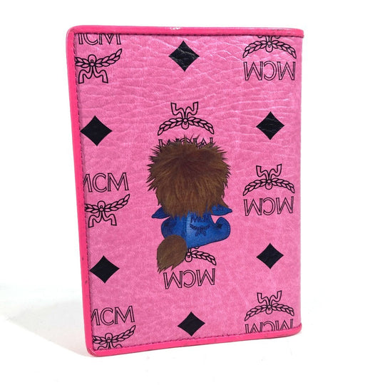 MCM passport case leather pink Vicetos Lion logo Women Used Authentic