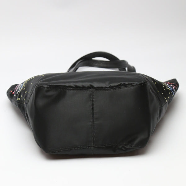 COACH Tote Bag F17144 leather black Rhinestone Holiday Tote Bag Satinx patent Women Used Authentic