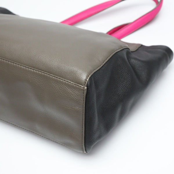 MARC BY MARC JACOBS Tote Bag leather Gray x Black x Pink Watts The T Mini Tote Women Used Authentic