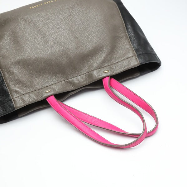 MARC BY MARC JACOBS Tote Bag leather Gray x Black x Pink Watts The T Mini Tote Women Used Authentic