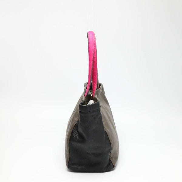 MARC BY MARC JACOBS Tote Bag leather Gray x Black x Pink Watts The T Mini Tote Women Used Authentic