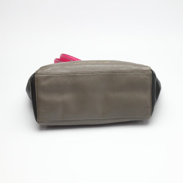 MARC BY MARC JACOBS Tote Bag leather Gray x Black x Pink Watts The T Mini Tote Women Used Authentic