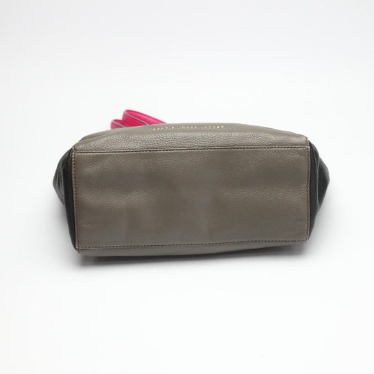 MARC BY MARC JACOBS Tote Bag leather Gray x Black x Pink Watts The T Mini Tote Women Used Authentic