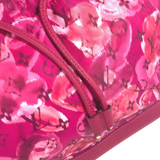LOUIS VUITTON Tote Bag M94313 Leather / nylon pink Ikat Flower Floral Pattern Noeful MM Women Used Authentic