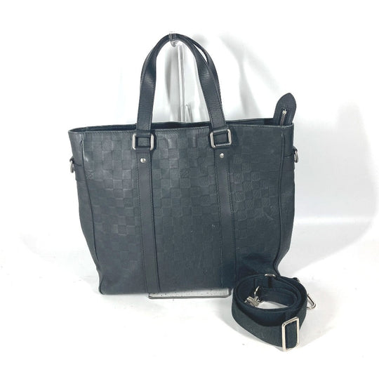 LOUIS VUITTON Tote Bag N41269 Damier Anfini Leather black Damier Anfini Tadao PM mens Used Authentic