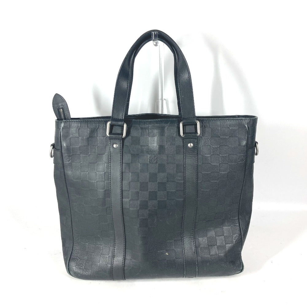 LOUIS VUITTON Tote Bag N41269 Damier Anfini Leather black Damier Anfini Tadao PM mens Used Authentic