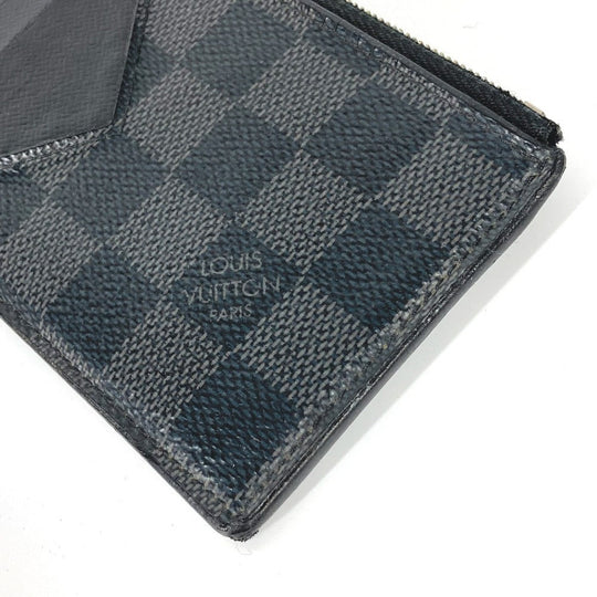 LOUIS VUITTON Coin case N64038 Damier Grafitto Canvas black Damier Grafitte Coin card holder mens Used Authentic