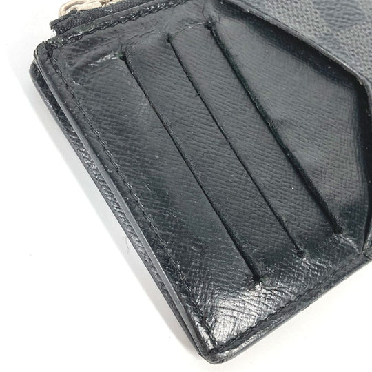 LOUIS VUITTON Coin case N64038 Damier Grafitto Canvas black Damier Grafitte Coin card holder mens Used Authentic
