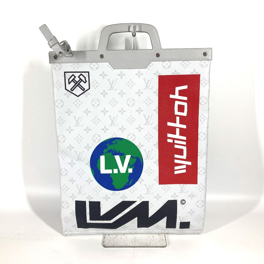 LOUIS VUITTON Tote Bag M44627 Monogram canvas white Monogram white Flat Vertical Tote mens Used Authentic