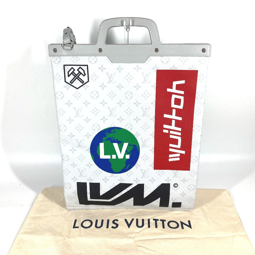 LOUIS VUITTON Tote Bag M44627 Monogram canvas white Monogram white Flat Vertical Tote mens Used Authentic