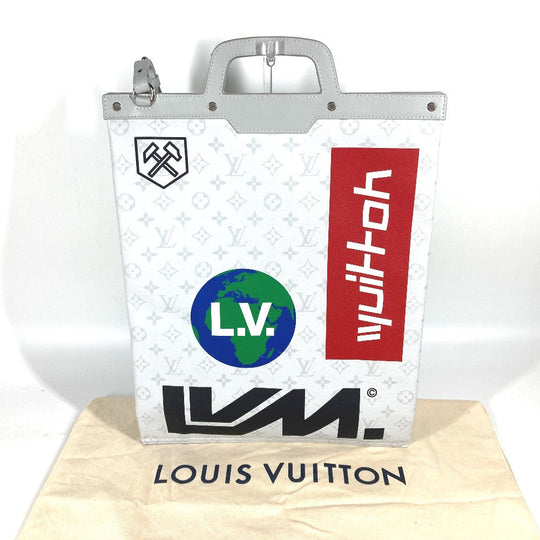 LOUIS VUITTON Tote Bag M44627 Monogram canvas white Monogram white Flat Vertical Tote mens Used Authentic