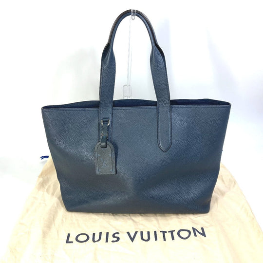 LOUIS VUITTON Tote Bag M53240 Taurillon Clemence Leather Navy Hippo Voyage NV mens Used Authentic