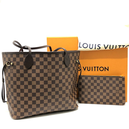 LOUIS VUITTON Tote Bag N40599 Damier canvas Brown Neverfull MM Women Used Authentic