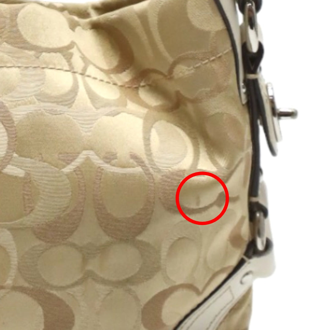 COACH Handbag F13980 Not specified gold Signature Optic Signature Curly Women Used Authentic