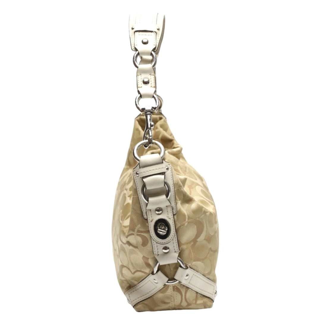 COACH Handbag F13980 Not specified gold Signature Optic Signature Curly Women Used Authentic