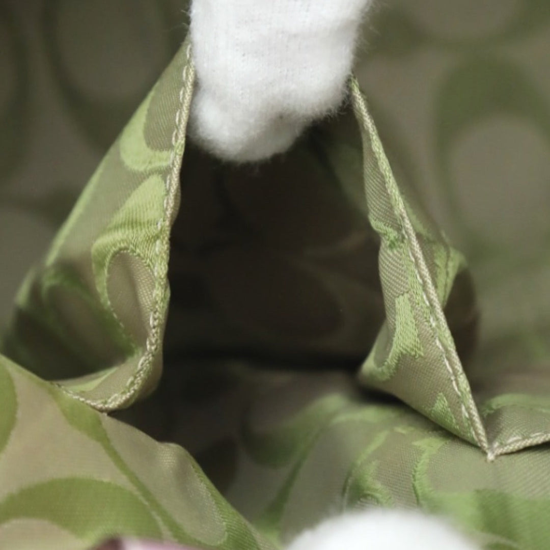 COACH Handbag 4419 leather Pink x Beige Tote Bag basket straw Women Used Authentic