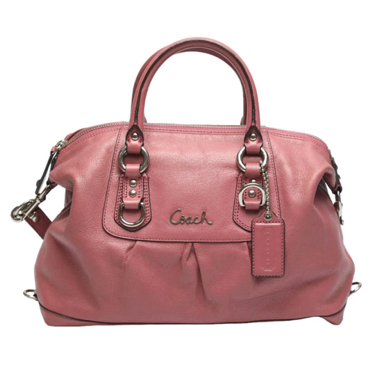 COACH Handbag F15445 leather pink Satchel Shoulder Bag 2WAY Women Used Authentic