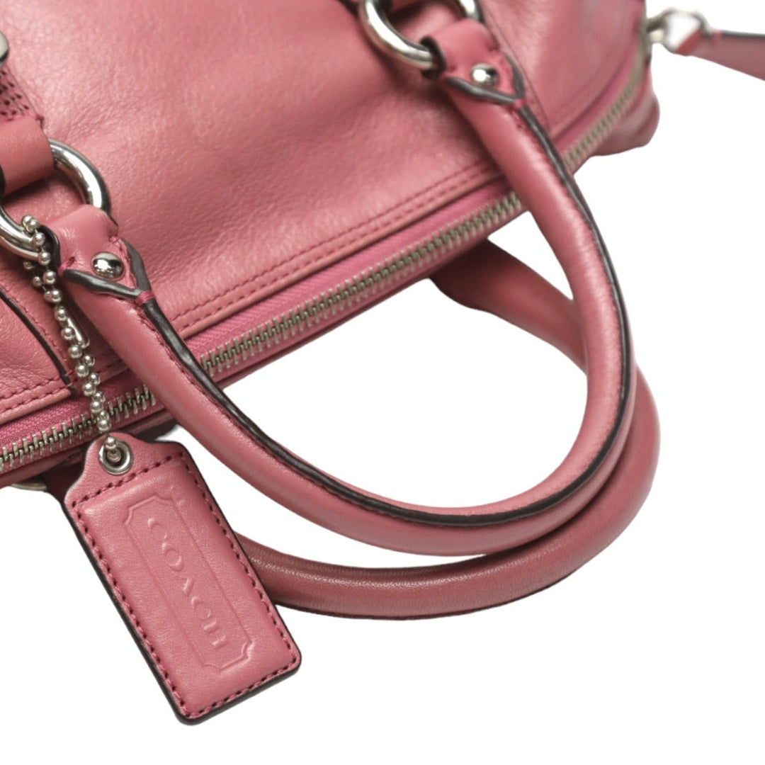 COACH Handbag F15445 leather pink Satchel Shoulder Bag 2WAY Women Used Authentic