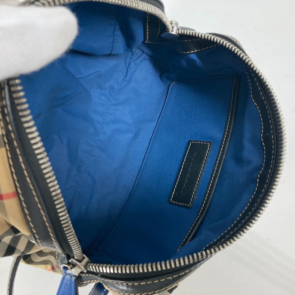 BURBERRY business bag Leather / canvas beige Pouch check mens Used Authentic