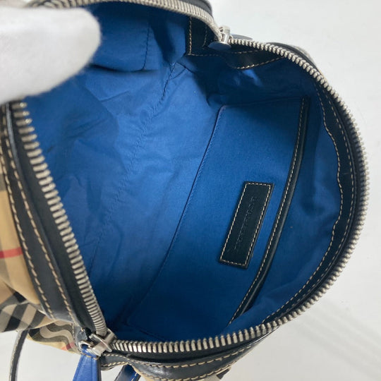 BURBERRY business bag Leather / canvas beige Pouch check mens Used Authentic