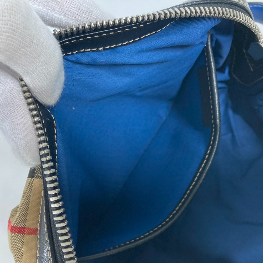 BURBERRY business bag Leather / canvas beige Pouch check mens Used Authentic