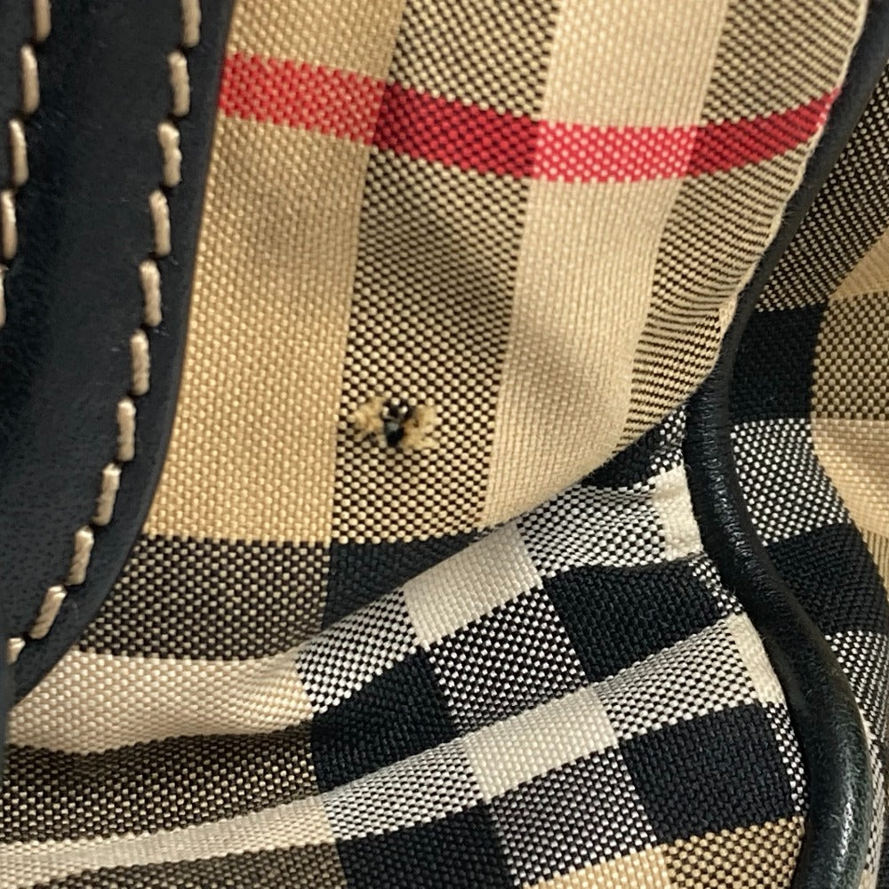 BURBERRY business bag Leather / canvas beige Pouch check mens Used Authentic